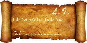 Lövenfeld Ivána névjegykártya